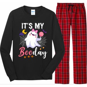 Funny Ghost Pink Bow Its My Boo Day Cute Birthday Halloween Cute Gift Long Sleeve Pajama Set