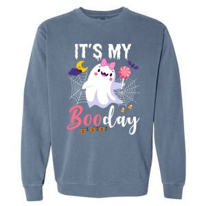 Funny Ghost Pink Bow Its My Boo Day Cute Birthday Halloween Cute Gift Garment-Dyed Sweatshirt