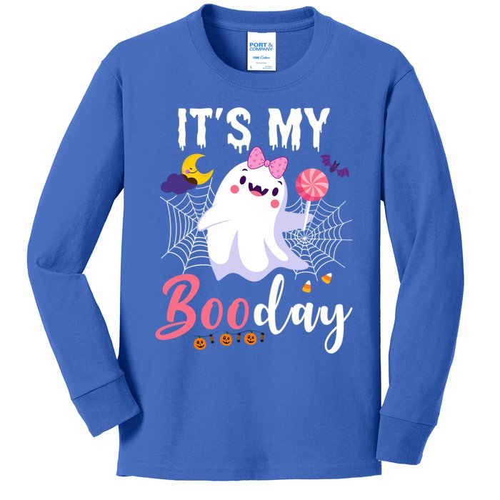 Funny Ghost Pink Bow Its My Boo Day Cute Birthday Halloween Cute Gift Kids Long Sleeve Shirt