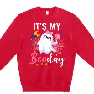 Funny Ghost Pink Bow Its My Boo Day Cute Birthday Halloween Cute Gift Premium Crewneck Sweatshirt