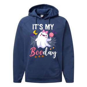 Funny Ghost Pink Bow Its My Boo Day Cute Birthday Halloween Cute Gift Performance Fleece Hoodie