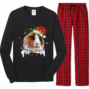 Funny Guinea Pig Reindeer Christmas Tree Light Guinea Pig Swea Long Sleeve Pajama Set