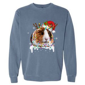 Funny Guinea Pig Reindeer Christmas Tree Light Guinea Pig Swea Garment-Dyed Sweatshirt