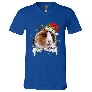 Funny Guinea Pig Reindeer Christmas Tree Light Guinea Pig Swea V-Neck T-Shirt