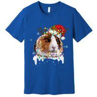 Funny Guinea Pig Reindeer Christmas Tree Light Guinea Pig Swea Premium T-Shirt