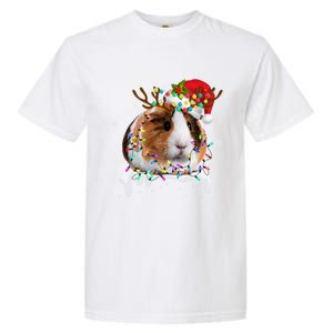 Funny Guinea Pig Reindeer Christmas Tree Light Guinea Pig Swea Garment-Dyed Heavyweight T-Shirt