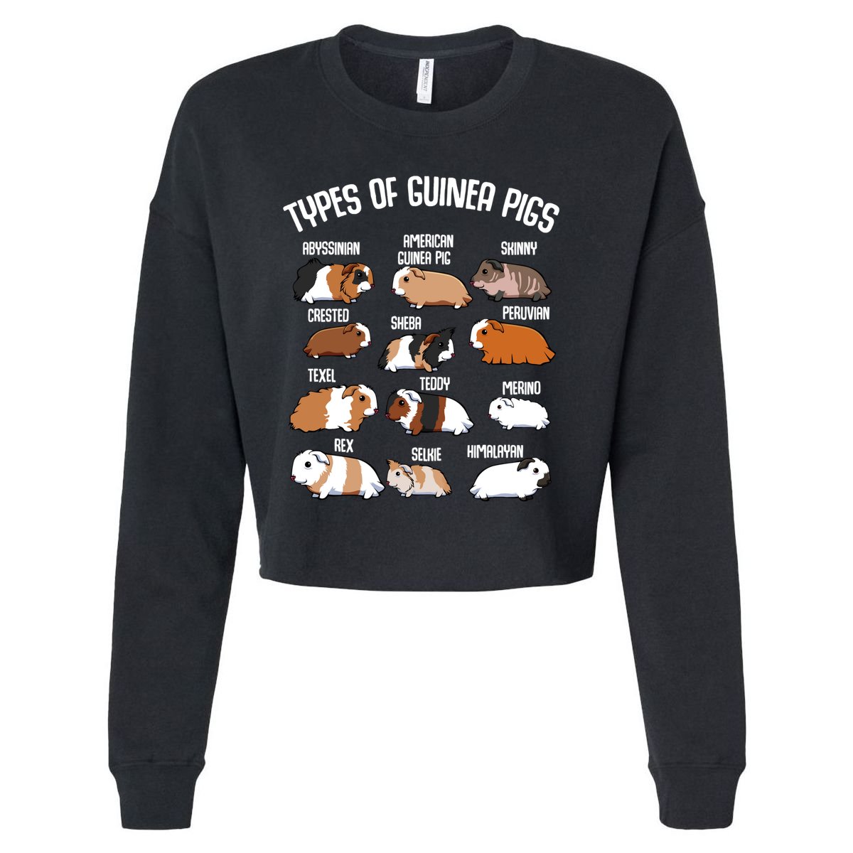 Funny Guinea Pigs Household Pet Animal Rodent Fluffy Cute Cropped Pullover Crew