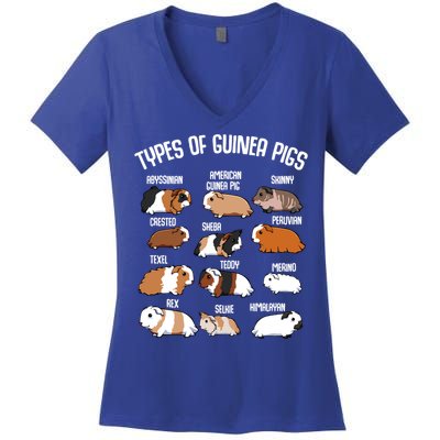 Funny Guinea Pigs Household Pet Animal Rodent Fluffy Cute Women's V-Neck T-Shirt