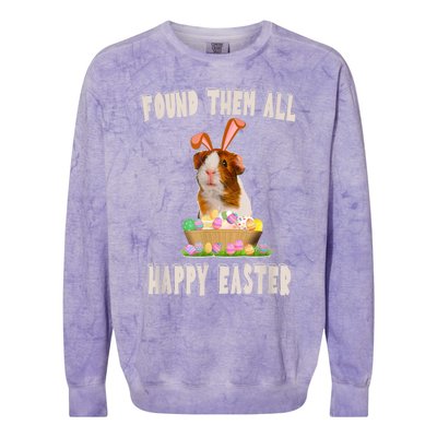 Funny Guinea Pig With Cute Bunny Ears Easter Day Eggs Basket Colorblast Crewneck Sweatshirt