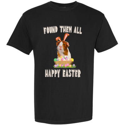 Funny Guinea Pig With Cute Bunny Ears Easter Day Eggs Basket Garment-Dyed Heavyweight T-Shirt