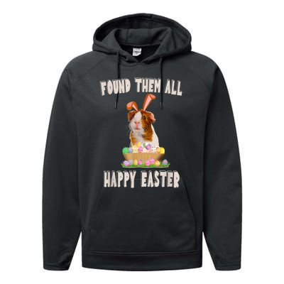 Funny Guinea Pig With Cute Bunny Ears Easter Day Eggs Basket Performance Fleece Hoodie