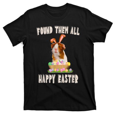 Funny Guinea Pig With Cute Bunny Ears Easter Day Eggs Basket T-Shirt