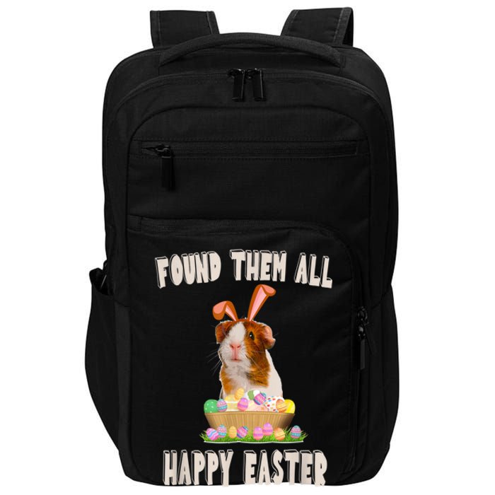 Funny Guinea Pig With Cute Bunny Ears Easter Day Eggs Basket Impact Tech Backpack