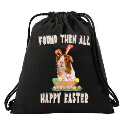Funny Guinea Pig With Cute Bunny Ears Easter Day Eggs Basket Drawstring Bag
