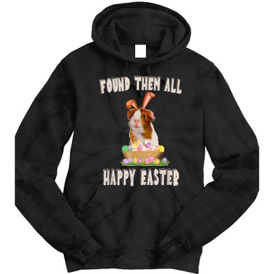 Funny Guinea Pig With Cute Bunny Ears Easter Day Eggs Basket Tie Dye Hoodie