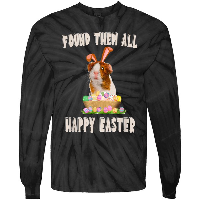 Funny Guinea Pig With Cute Bunny Ears Easter Day Eggs Basket Tie-Dye Long Sleeve Shirt