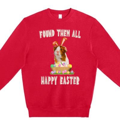 Funny Guinea Pig With Cute Bunny Ears Easter Day Eggs Basket Premium Crewneck Sweatshirt