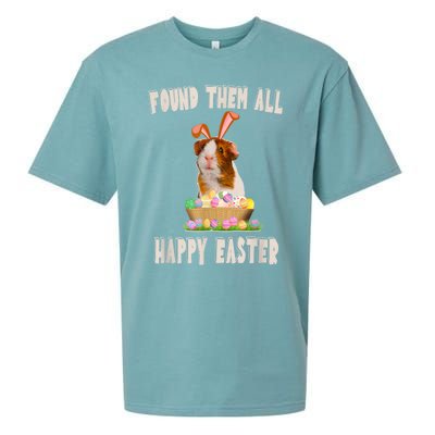 Funny Guinea Pig With Cute Bunny Ears Easter Day Eggs Basket Sueded Cloud Jersey T-Shirt