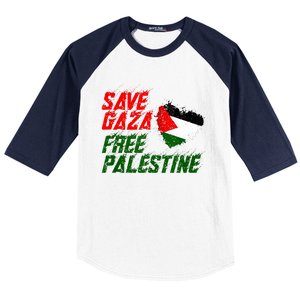 Free Gaza Palestine Flag Proud Palestine Save Gaza Baseball Sleeve Shirt