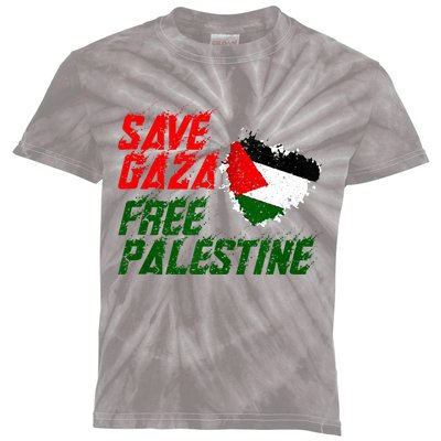 Free Gaza Palestine Flag Proud Palestine Save Gaza Kids Tie-Dye T-Shirt