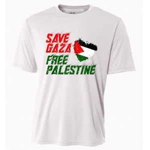 Free Gaza Palestine Flag Proud Palestine Save Gaza Cooling Performance Crew T-Shirt