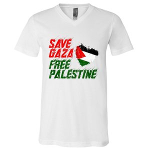 Free Gaza Palestine Flag Proud Palestine Save Gaza V-Neck T-Shirt