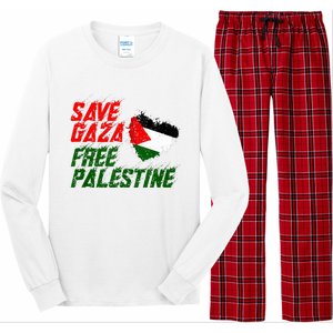 Free Gaza Palestine Flag Proud Palestine Save Gaza Long Sleeve Pajama Set