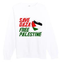 Free Gaza Palestine Flag Proud Palestine Save Gaza Premium Crewneck Sweatshirt