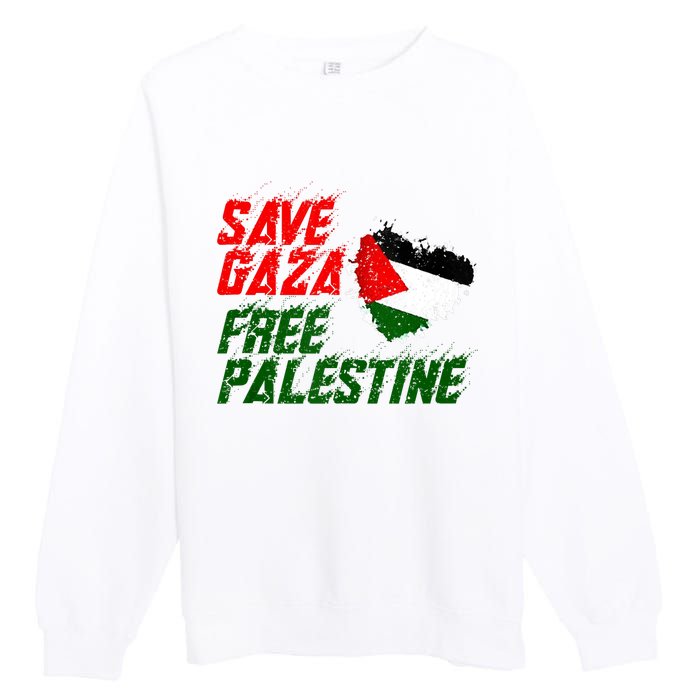 Free Gaza Palestine Flag Proud Palestine Save Gaza Premium Crewneck Sweatshirt