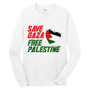 Free Gaza Palestine Flag Proud Palestine Save Gaza Tall Long Sleeve T-Shirt