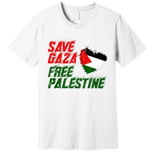 Free Gaza Palestine Flag Proud Palestine Save Gaza Premium T-Shirt