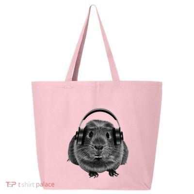 Funny Guinea Pig Graphic Tees Guinea Pig Headphones 25L Jumbo Tote