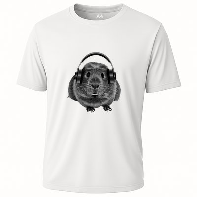 Funny Guinea Pig Graphic Tees Guinea Pig Headphones Performance Shirt