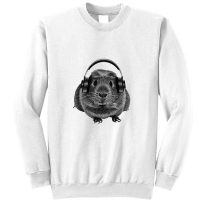 Funny Guinea Pig Graphic Tees Guinea Pig Headphones Sweatshirt