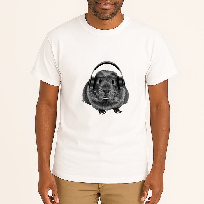 Funny Guinea Pig Graphic Tees Guinea Pig Headphones Tall T-Shirt