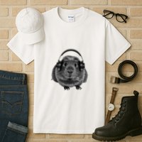 Funny Guinea Pig Graphic Tees Guinea Pig Headphones Tall T-Shirt
