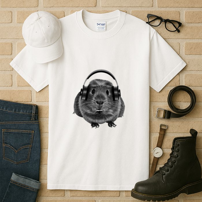 Funny Guinea Pig Graphic Tees Guinea Pig Headphones Tall T-Shirt
