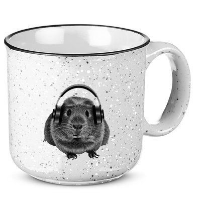 Funny Guinea Pig Graphic Tees Guinea Pig Headphones 15oz Campfire Ceramic Mug