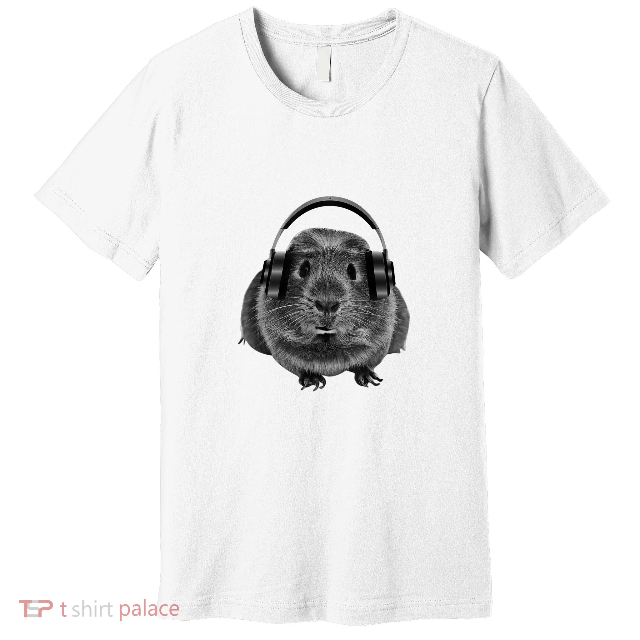 Funny Guinea Pig Graphic Tees Guinea Pig Headphones Premium T-Shirt