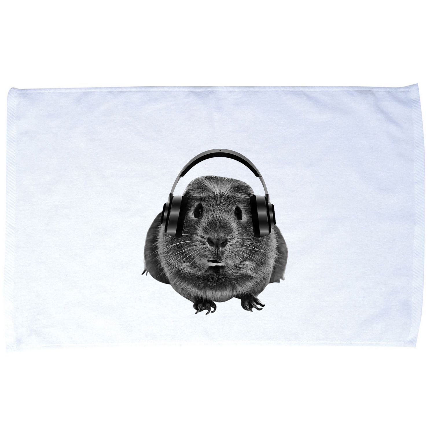 Funny Guinea Pig Graphic Tees Guinea Pig Headphones Microfiber Hand Towel