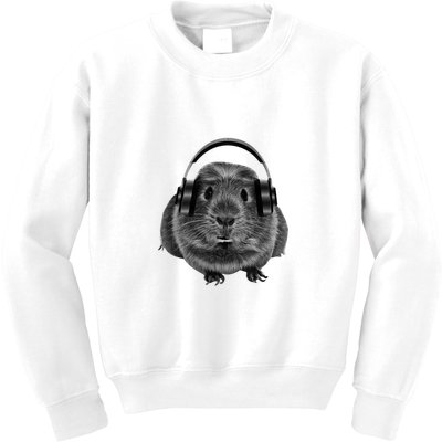 Funny Guinea Pig Graphic Tees Guinea Pig Headphones Kids Sweatshirt