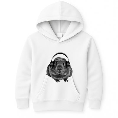Funny Guinea Pig Graphic Tees Guinea Pig Headphones Kids Hoodie