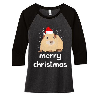 Funny Guinea Pig Christmas Cute Gift For Pig Lovers Women's Tri-Blend 3/4-Sleeve Raglan Shirt