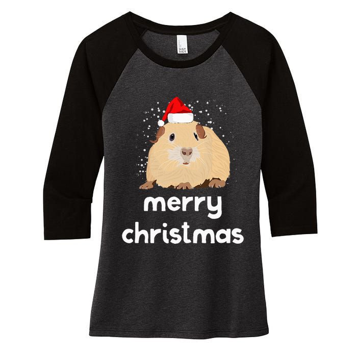 Funny Guinea Pig Christmas Cute Gift For Pig Lovers Women's Tri-Blend 3/4-Sleeve Raglan Shirt