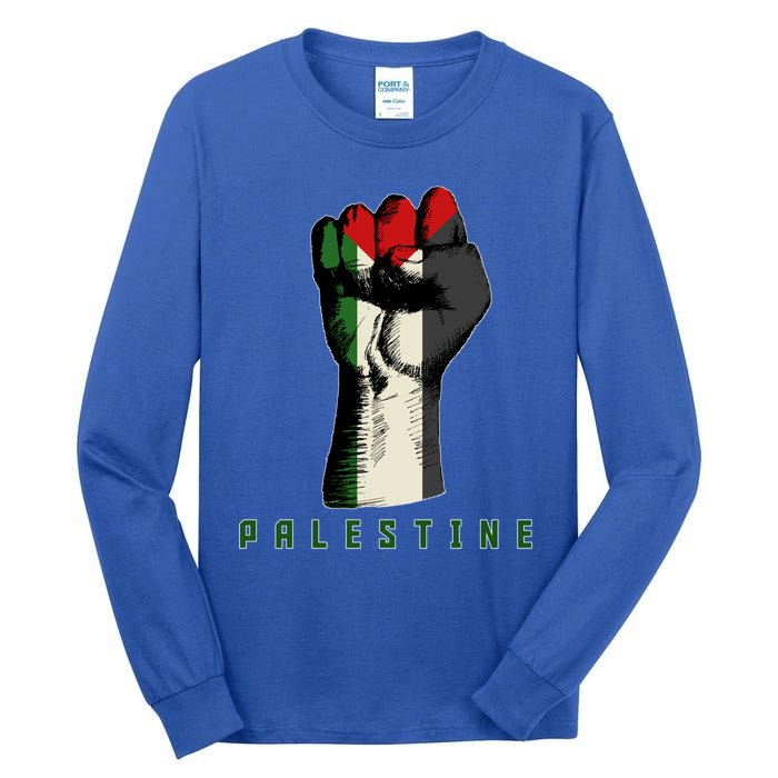 Free Gaza Palestine Flag Peace Love Palestine People Scarf Great Gift Tall Long Sleeve T-Shirt