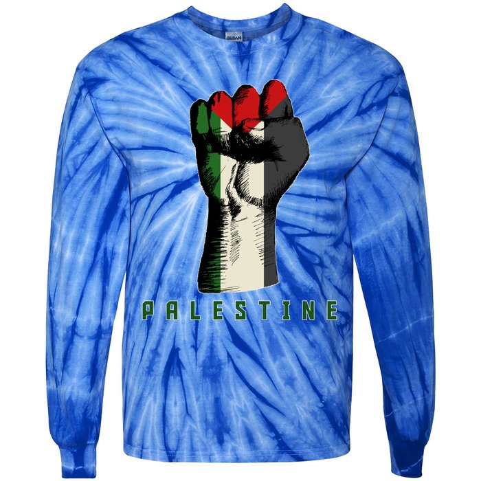 Free Gaza Palestine Flag Peace Love Palestine People Scarf Great Gift Tie-Dye Long Sleeve Shirt