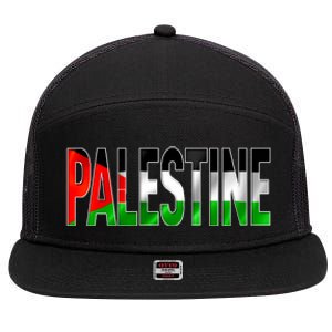 Free Gaza Palestine Flag Proud Palestine Roots Arabic Gift Funny Gift 7 Panel Mesh Trucker Snapback Hat