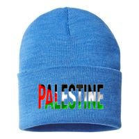 Free Gaza Palestine Flag Proud Palestine Roots Arabic Gift Funny Gift Sustainable Knit Beanie