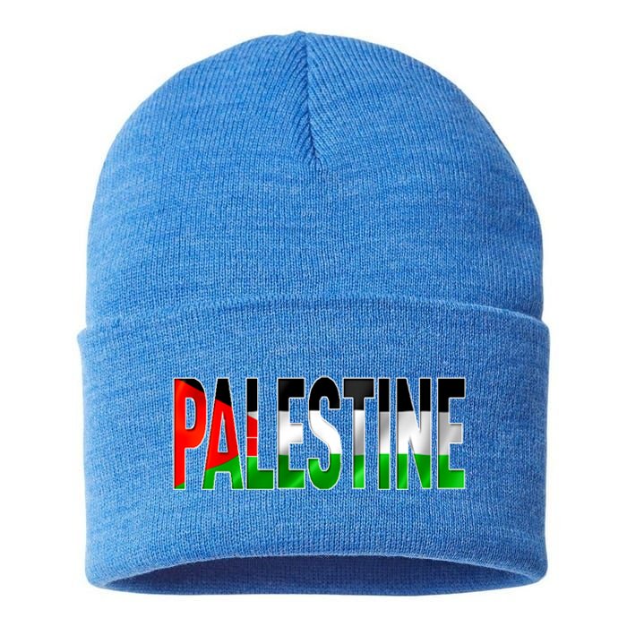 Free Gaza Palestine Flag Proud Palestine Roots Arabic Gift Funny Gift Sustainable Knit Beanie