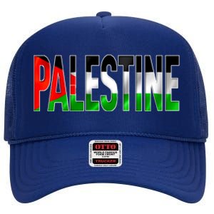 Free Gaza Palestine Flag Proud Palestine Roots Arabic Gift Funny Gift High Crown Mesh Back Trucker Hat